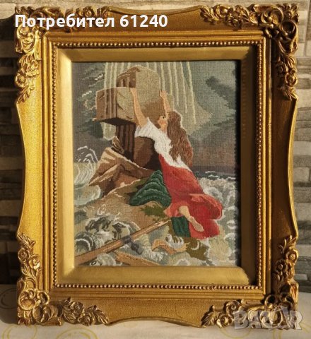 Продавам стар антикварен гоблен Силата на вярата, снимка 2 - Гоблени - 49045373