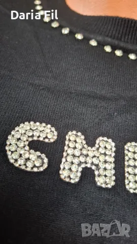 УНИКАЛНА блуза фино плетиво с надпис от сребристи камъчета, снимка 3 - Блузи с дълъг ръкав и пуловери - 48747949