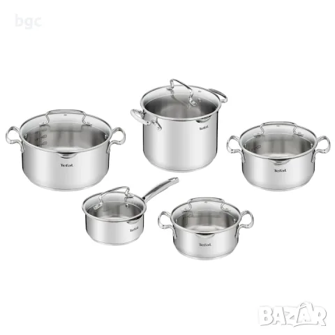  Комплект 10 части Tefal Duetto Plus, Индукция, Система за градация, Стъклен капак 