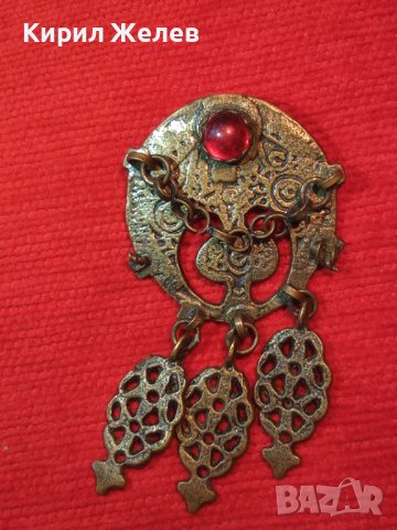 СТАРИННА ВЪЗРОЖДЕНСКА АЖУРНА БОРНЗОВА ОРНАМЕНТИРАНА РЕТРО БРОШКА РЯДКА РЪЧНА ИЗРАБОТКА 38671