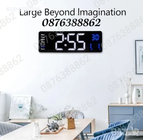 Електронен часовник с голям лед дисплей и дистанционно, снимка 7 - Други стоки за дома - 48969009