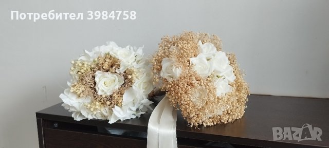 свадбен букет,кутия за дарения,корона,цвете за младоженец, снимка 10 - Сватбени аксесоари - 44208821