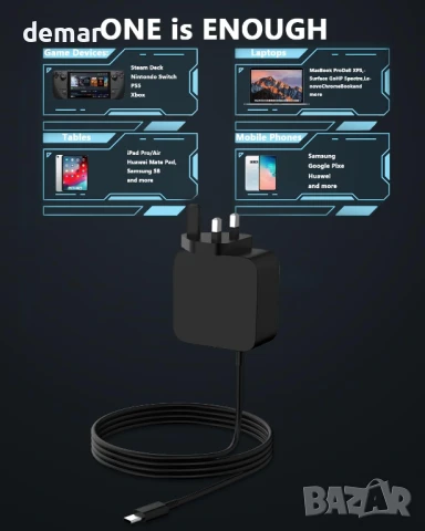 65W USB C зарядно устройство за Microsoft Surface Pro Х 11 10 9 8 7+ 7, снимка 3 - Друга електроника - 51263034