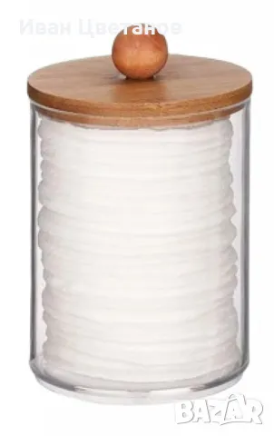 Стилен прозрачен контейнер за съхранение с бамбуков капак