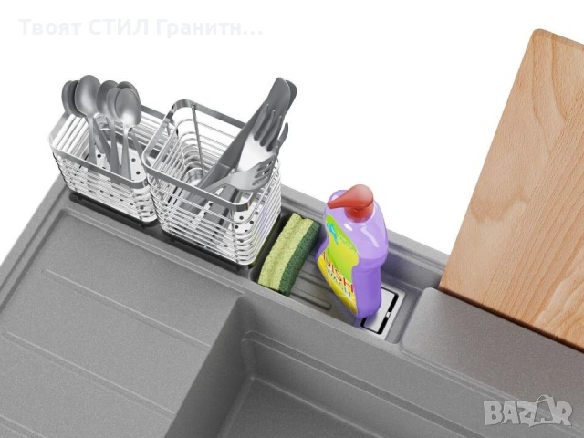 Бял гранитна кухненска мивка Сидни 620-45 Pocket Ergo Multilevel, снимка 14 - Мивки - 53813039