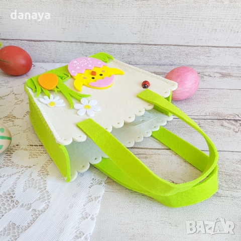 2732 Великденска кошничка за яйца и лакомства с декорация пиле, снимка 3 - Декорация за дома - 36066853