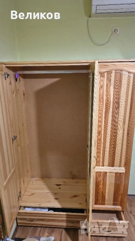 Трикрилен гардероб от чам, снимка 4 - Гардероби - 53052650
