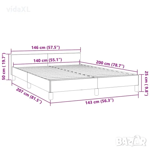 vidaXL Рамка за легло с табла без матрак, розова, 140x200 см, кадифе, снимка 9 - Спални и легла - 56147161
