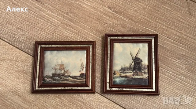 Комплект малки картини, коприна– 11см/ 9.5см