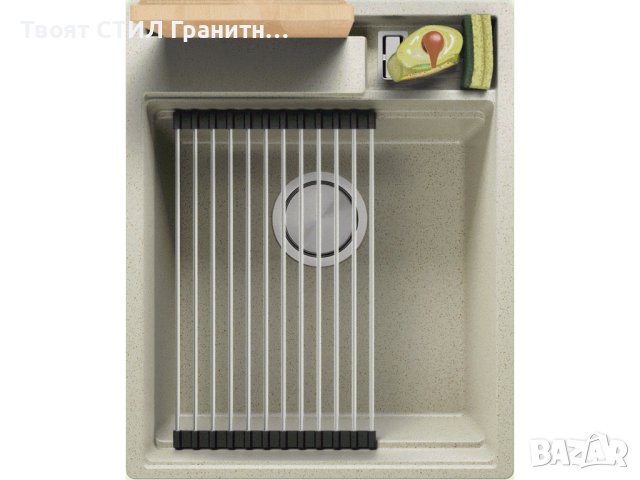  Кухненска Мивка от гранит модел Осло 45 Премиум 430 x 530 мм Бежова