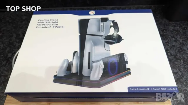 Докинг станция, зарядна и охлаждаща станция за PS5, RGB LED, стойка за слушалки и PS Portal, сива, снимка 4 - Аксесоари - 49335578