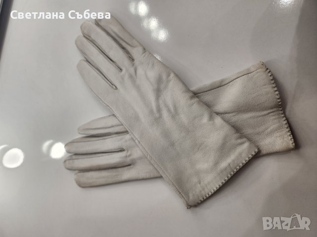 Бели ръкавици естествена кожа , снимка 4 - Ръкавици - 41161943