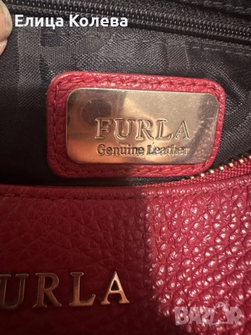 Furla винтидж дамска чанта в червено, снимка 4 - Чанти - 55944436
