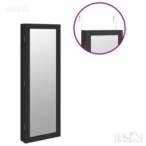 vidaXL Огледален шкаф за бижута, стенен монтаж, черен, 37,5x10x106 см, снимка 9 - Огледала - 56147323