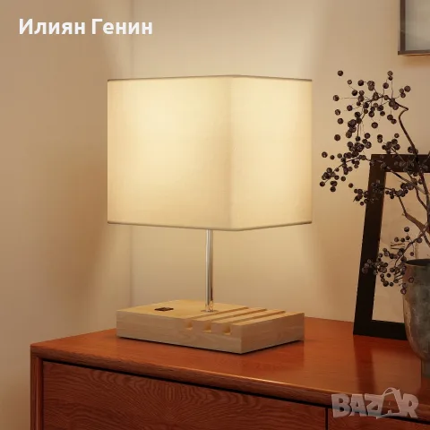 Нощна лампа HOMCOM, USB портове, снимка 5 - Настолни лампи - 56204541