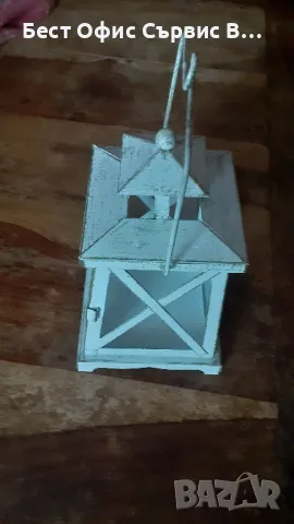 фенер метален ретро антикварен, за свещ кандило или други, метал и стъкло, бял, снимка 6 - Антикварни и старинни предмети - 48658478