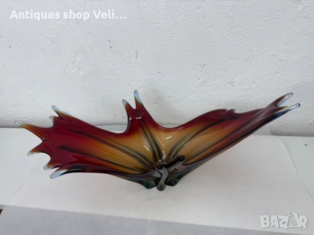 Стъклена купа/фруктиера Murano №7584 , снимка 4 - Антикварни и старинни предмети - 52317033