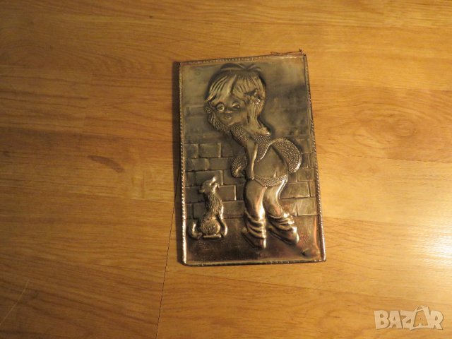 Стара медна табела момиченце WC тоалетна  за заведение, бар, механа, декорация или за колекция ., снимка 2 - Антикварни и старинни предмети - 35918407
