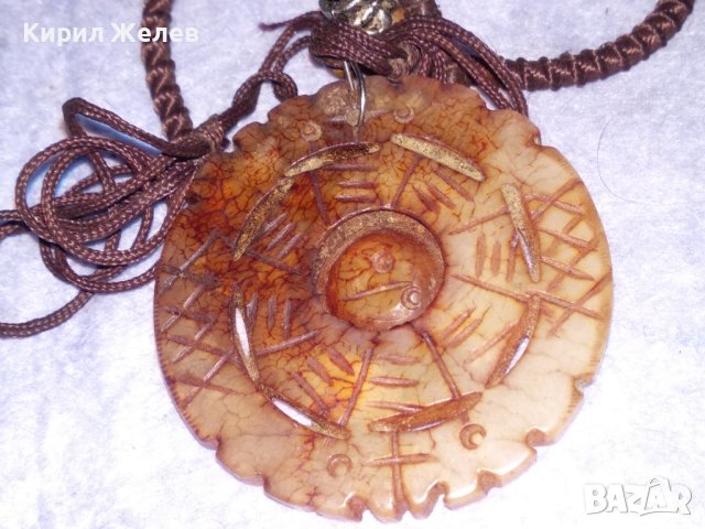 СТАР ТРАДИЦИОНЕН ТИБЕТСКИ НЕФРИТЕН МЕДАЛЬОН РЪЧНО ДВУСТРАННО ОРНАМЕНТИРАН ЕТНО НАКИТ 26120, снимка 8 - Антикварни и старинни предмети - 40471436