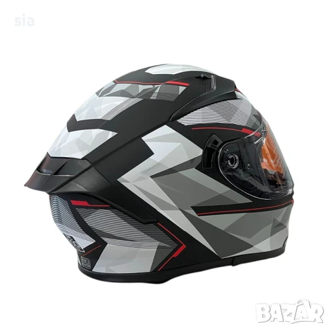 Каска за мотор, Мото шлем, очила и визьор, 4 размера, Сива с червен кант, снимка 2 - Аксесоари и консумативи - 46173797