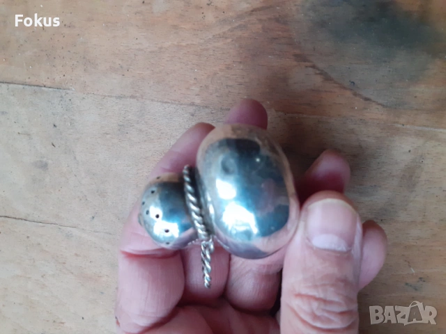 Посребрена малка солничка Alpaca, снимка 5 - Антикварни и старинни предмети - 53418264