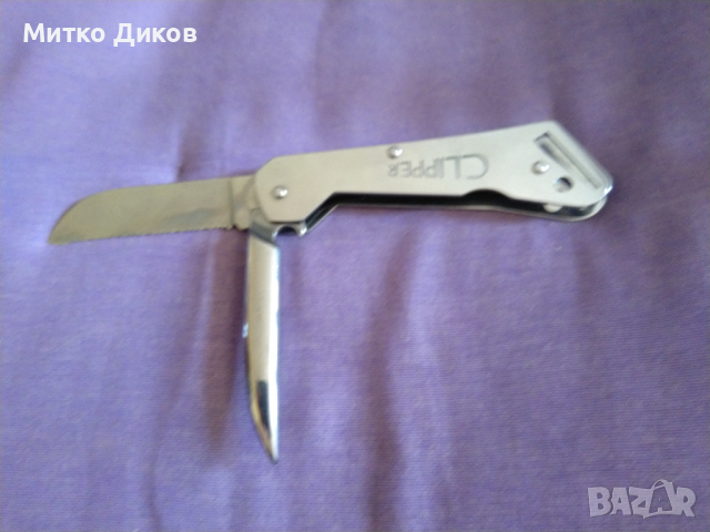 Нож назъбен за лява ръка нов Clipper fully tempered made in italy 120х75мм