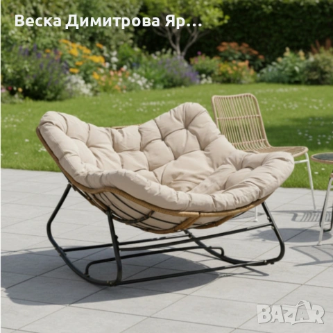 Люлеещ се стол Svinga - здрава стоманена рамка и мека възглавница, снимка 4 - Градински мебели, декорация  - 53829486