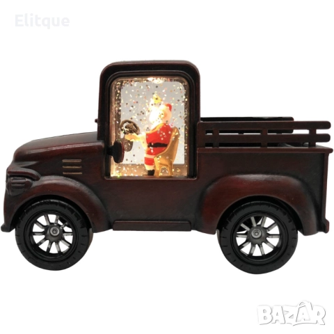 Ретро светеща коледна декорация „Кола с Дядо Коледа“ – винтидж празничен чар, снимка 3 - Коли, камиони, мотори, писти - 52831813