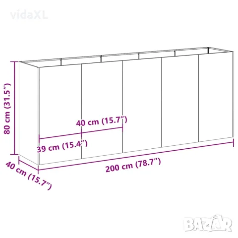 vidaXL Кашпа, антрацит, 200x40x80 см, студеновалцувана стомана, снимка 9 - Саксии и кашпи - 56148269