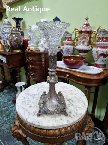 Антикварна колекционерска кристална  висока чаша бокал ваза ART Nouveau , снимка 1