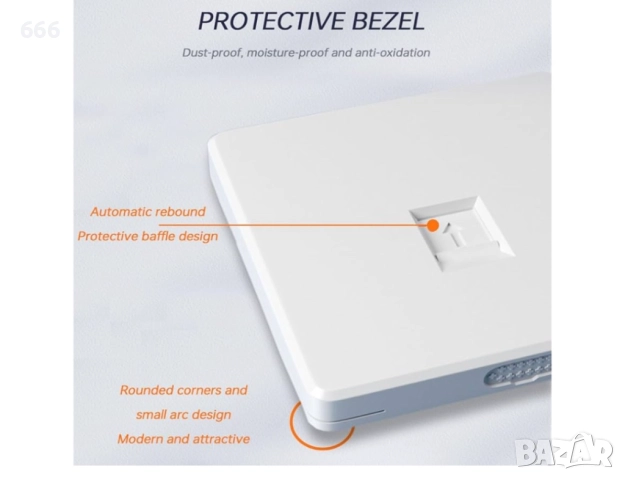 Еднопортова плоска RJ45 Cat6 Ethernet стенна плоча за Ethernet мрежов кабел, снимка 5 - Друга електроника - 52997980