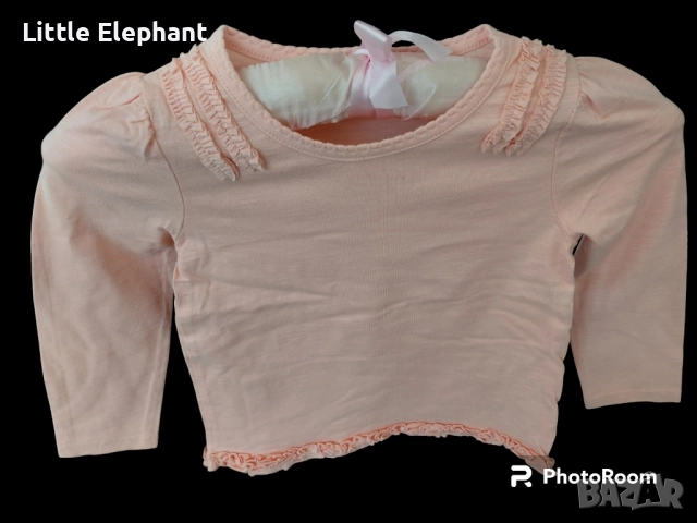 Блузка с дълъг ръкав за 2-3 год мом с по две къдрички праскова,Англия/нова
