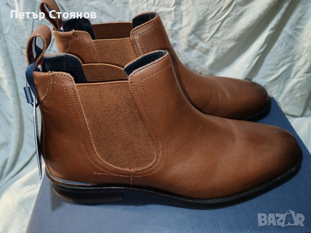 Стилни мъжки кларкове от естествена кожа TOMMY HILFIGER №43, снимка 3 - Мъжки боти - 53070746
