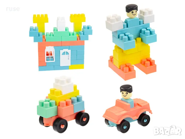 НОВИ! Конструктор големи части Mochtoys Combi 200 части, снимка 2 - Конструктори - 49044271