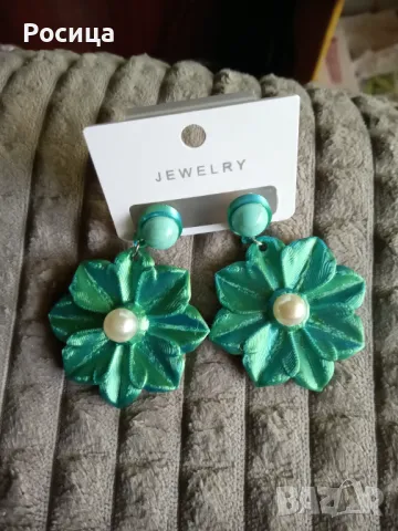 Дамски обеци тюркоаз цвят, снимка 2 - Обеци - 50432749