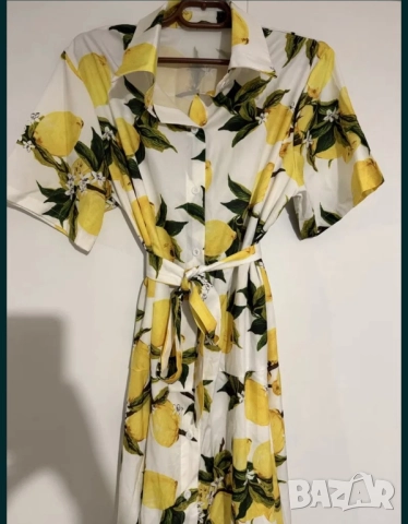 Дълга рокля на лимони, снимка 4 - Рокли - 51603676