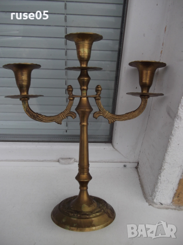 Свещник бронзов за три свещи, снимка 2 - Други ценни предмети - 36142187