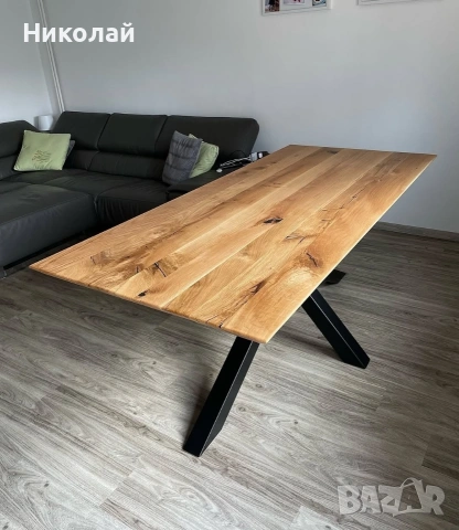 трапезна маса масив дъб с метални крака , снимка 12 - Маси - 53541444