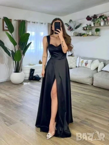 💎Дълги сатенени рокли с цепка 💎 , снимка 5 - Рокли - 50623341