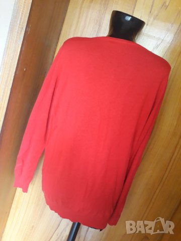 Ярко червена жилетка плетиво ХЛ, снимка 2 - Жилетки - 34078512