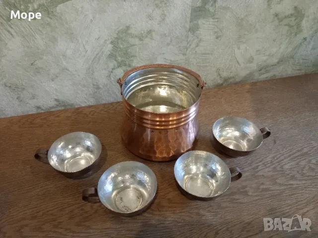 Менче котле с чаши, снимка 3 - Антикварни и старинни предмети - 47394874