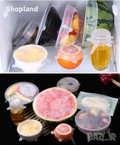 Комплект 6 броя силиконови капаци, снимка 4 - Аксесоари за кухня - 44729788