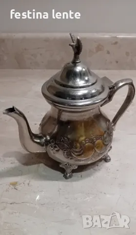 Посребрен месингов чайник, снимка 8 - Антикварни и старинни предмети - 50189333