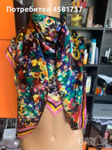 Разкошен копринен шал Becksöndergaard, снимка 5 - Шалове - 51718173