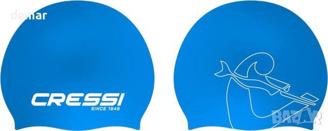 Комплект 2 шапки за плуване CRESSI черно/бяло + синьо/бяло, светло синьо/бяло + розово/розово, снимка 4 - Водни спортове - 44581614