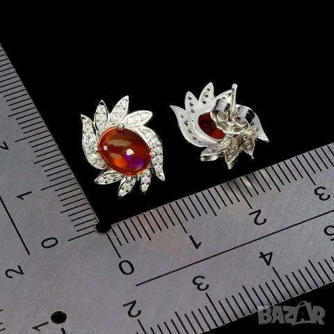925 сребърни обеци с топаз, опал, гранат, апатит, подходящи за подарък, снимка 5 - Обеци - 51755722