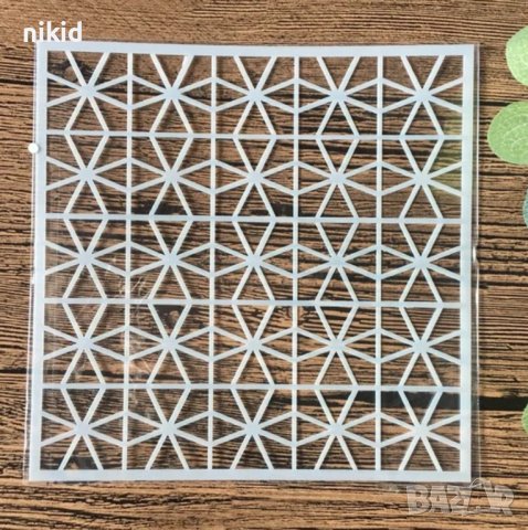 геометрични квадрати с триъгълници стенсил шаблон за спрей за торта украса Scrapbooking