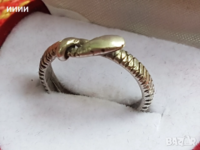 Сребърен пръстен змия, снимка 2 - Пръстени - 52813873