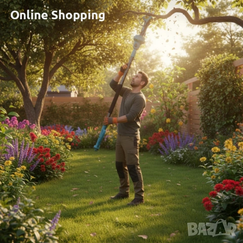 Комплект 3 в 1 от акумулаторна лозарска ножица, акумулаторен мини верижен трион и телескопичен прът, снимка 6 - Моторни триони/резачки - 53336156