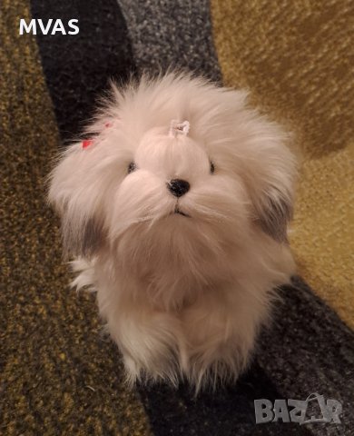 Нова играчка космато бяло кученце Подарък за Коледа за дете